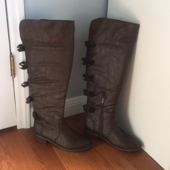 Route 21 Shoes - BOW TIE OVER THE KNEE BOOTS